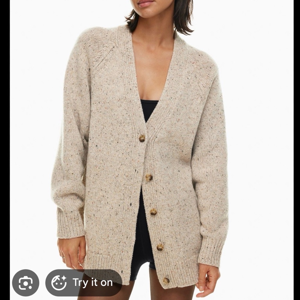 Wilfred Free Speckled Beige Knit Cardigan